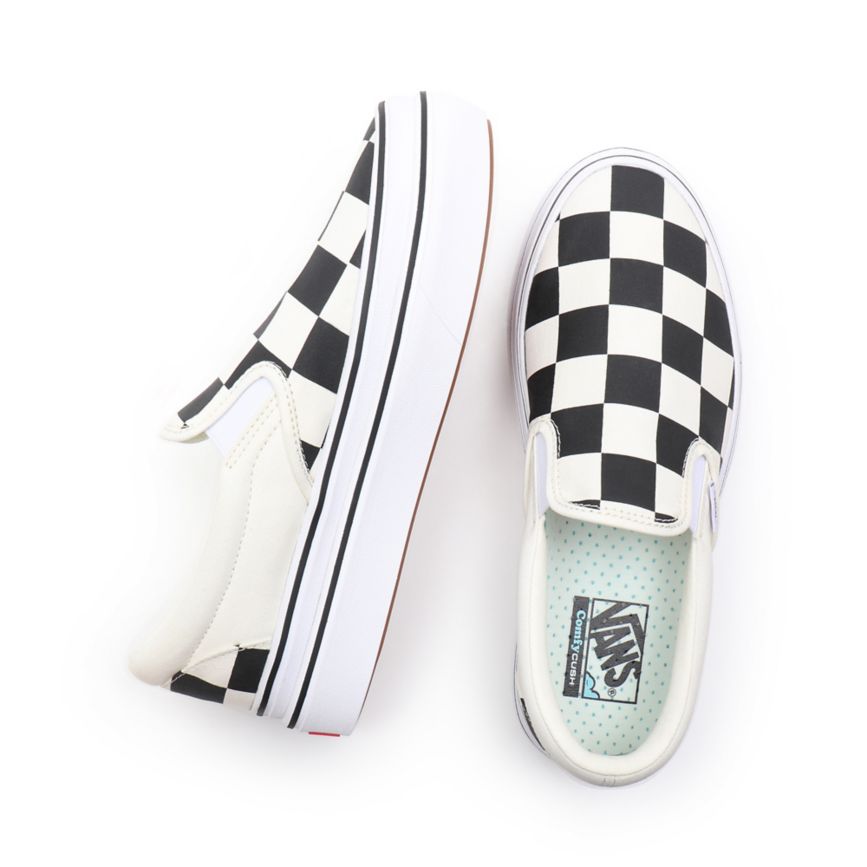 Vans Big Classics Checker Super ComfyCush Slip-On Sko Biele | VN223Q1TK39