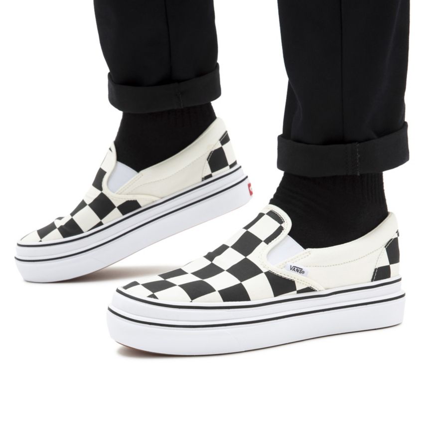 Vans Big Classics Checker Super ComfyCush Slip-On Sko Biele | VN223Q1TK39