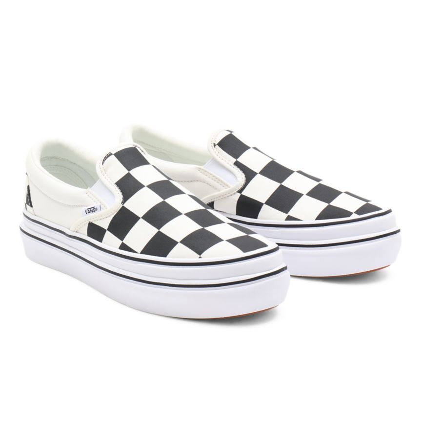 Vans Big Classics Checker Super ComfyCush Slip-On Sko Biele | VN223Q1TK39