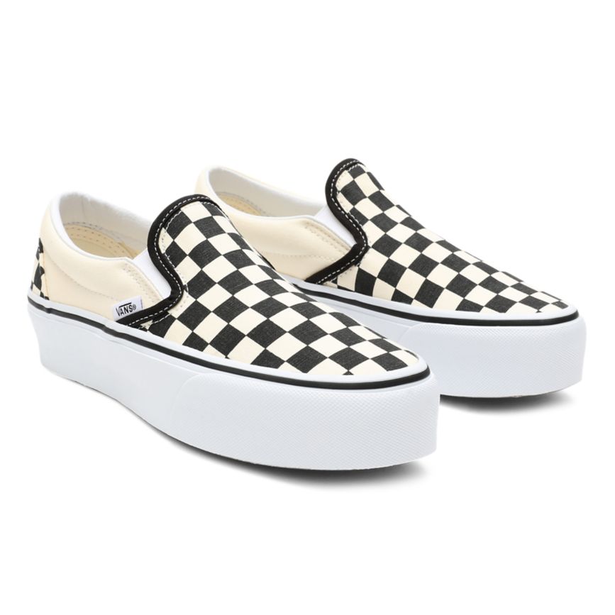 Vans Checkerboard Classic Slip-On Platform Sko Čierne | VN004X1TZ65