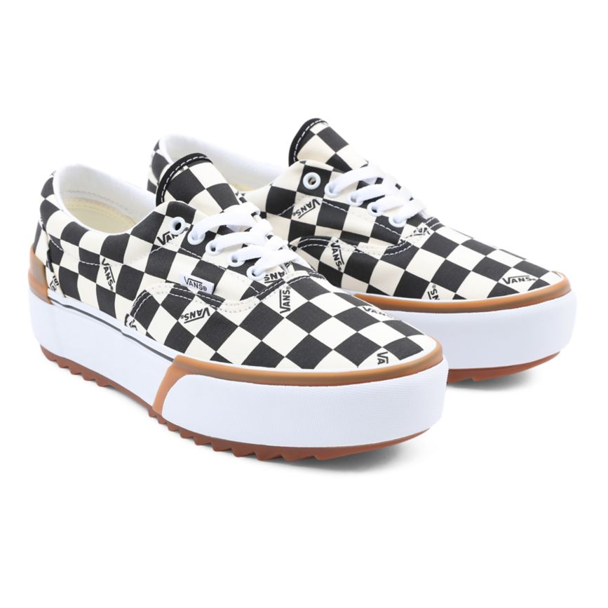Vans Checkerboard Era Stacked Sko Čierne | VN507E5UF24