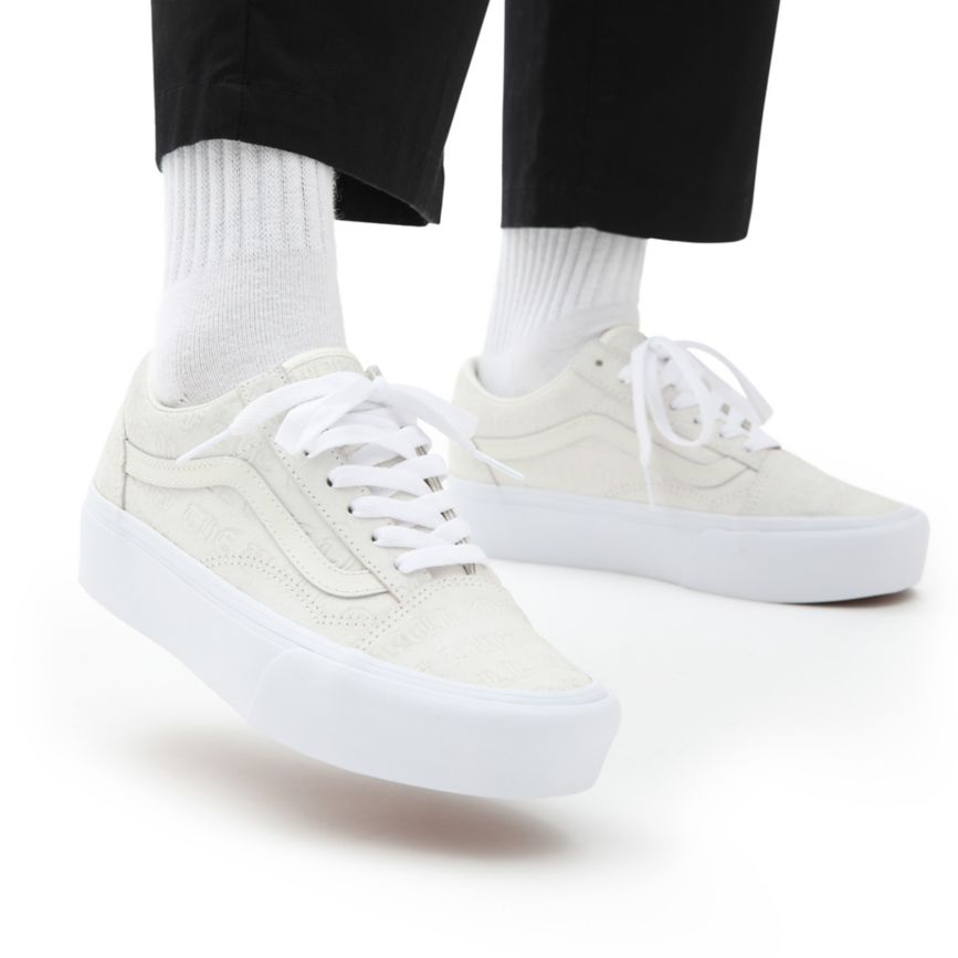 Vans Deboss Otw Old Skool Platform Sko Biele | VN386C0DQ72
