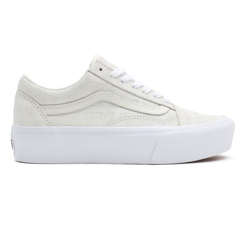 Vans Deboss Otw Old Skool Platform Sko Biele | VN386C0DQ72