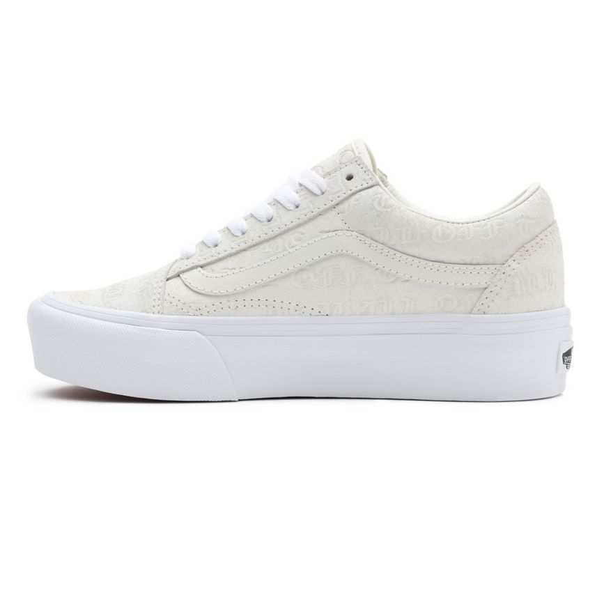 Vans Deboss Otw Old Skool Platform Sko Biele | VN386C0DQ72