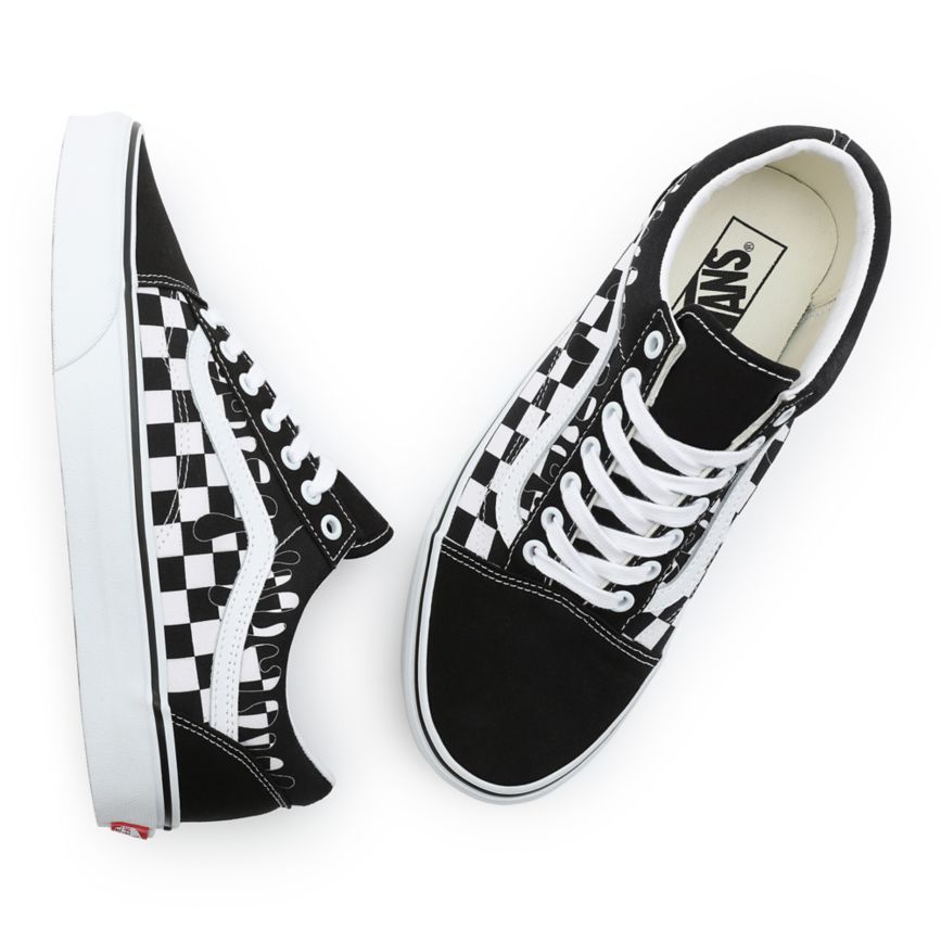 Vans Paint Drip Checkerboard Old Skool Sko Čierne | VN128M7MH14