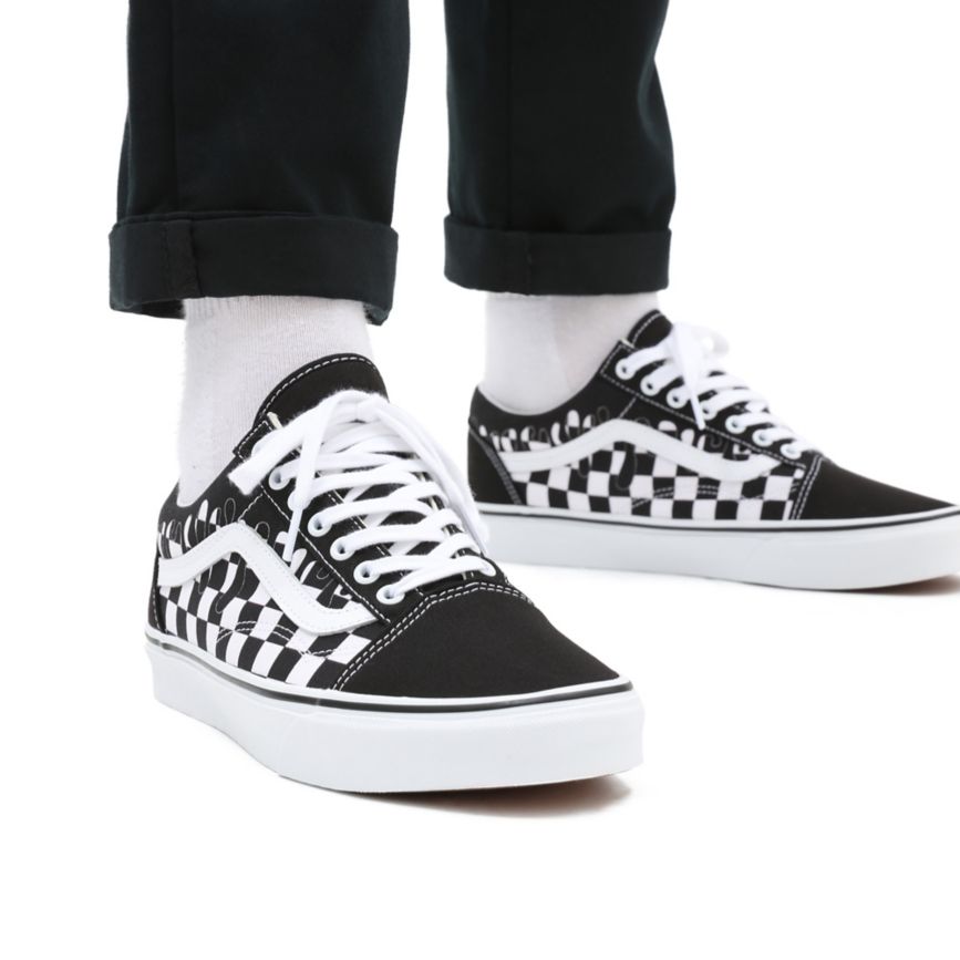 Vans Paint Drip Checkerboard Old Skool Sko Čierne | VN128M7MH14