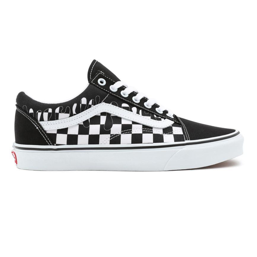 Vans Paint Drip Checkerboard Old Skool Sko Čierne | VN128M7MH14