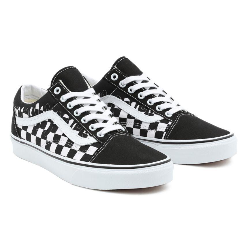 Vans Paint Drip Checkerboard Old Skool Sko Čierne | VN128M7MH14