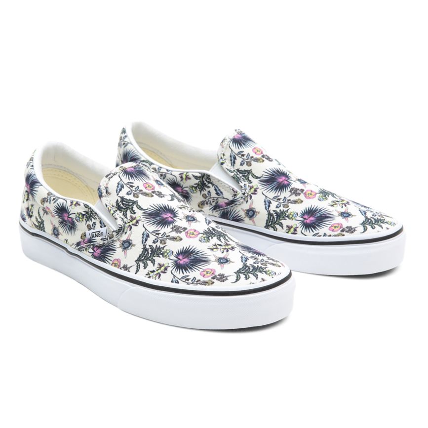 Vans Paradise Floral Classic Slip-On Sko Biele | VN064W5OQ04