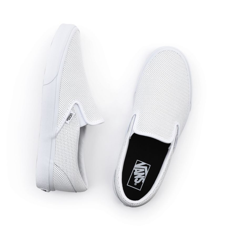 Vans Perf Læder Classic Slip-On Sko Biele | VN568V1VU86