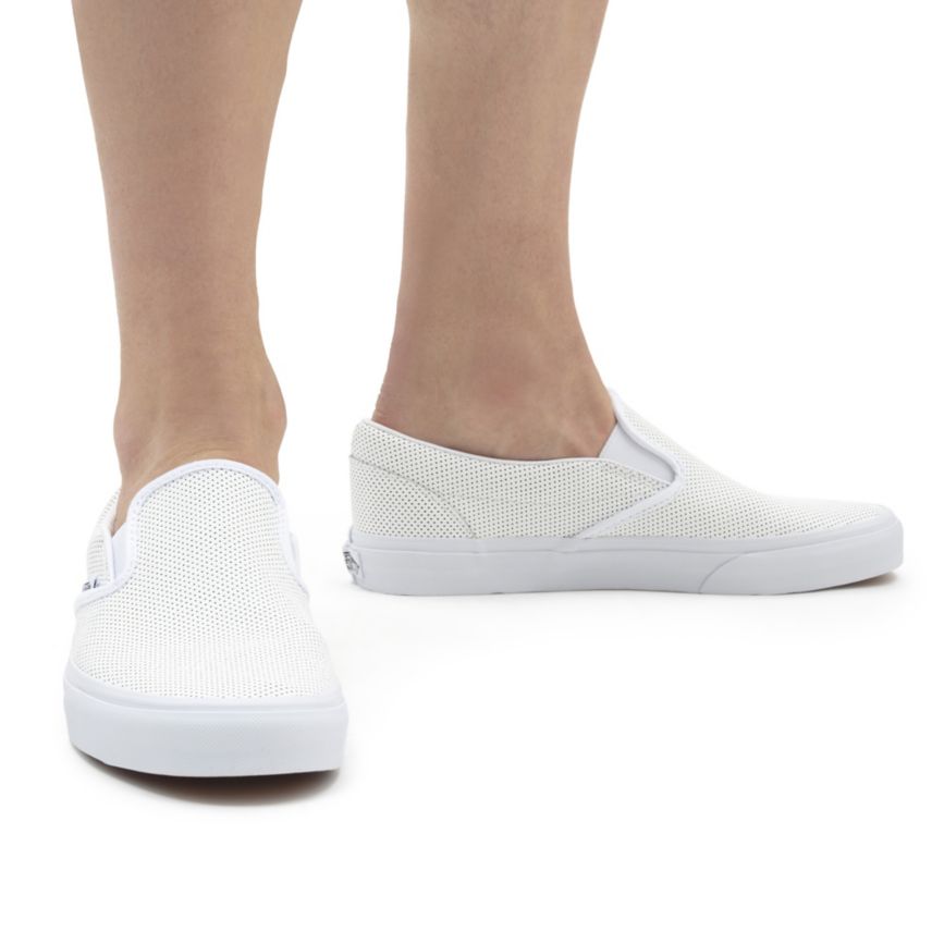 Vans Perf Læder Classic Slip-On Sko Biele | VN568V1VU86
