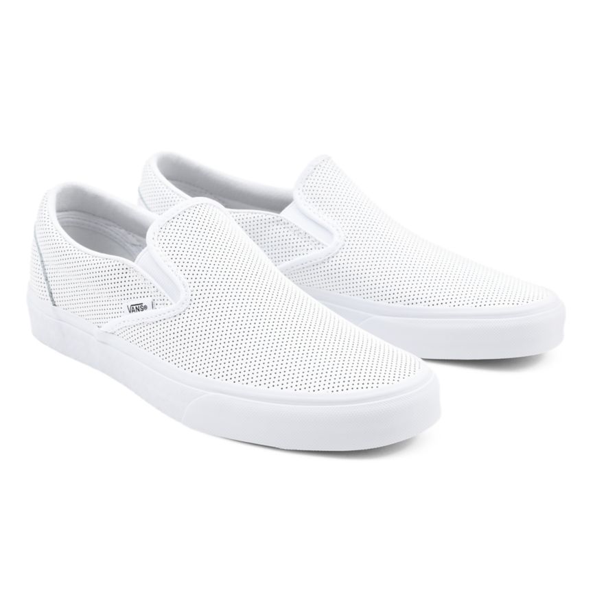 Vans Perf Læder Classic Slip-On Sko Biele | VN568V1VU86