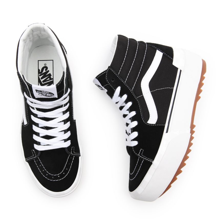 Vans Semsket Skinn Canvas Sk8-Hi Stacked Sko Čierne | VN938I0MN81