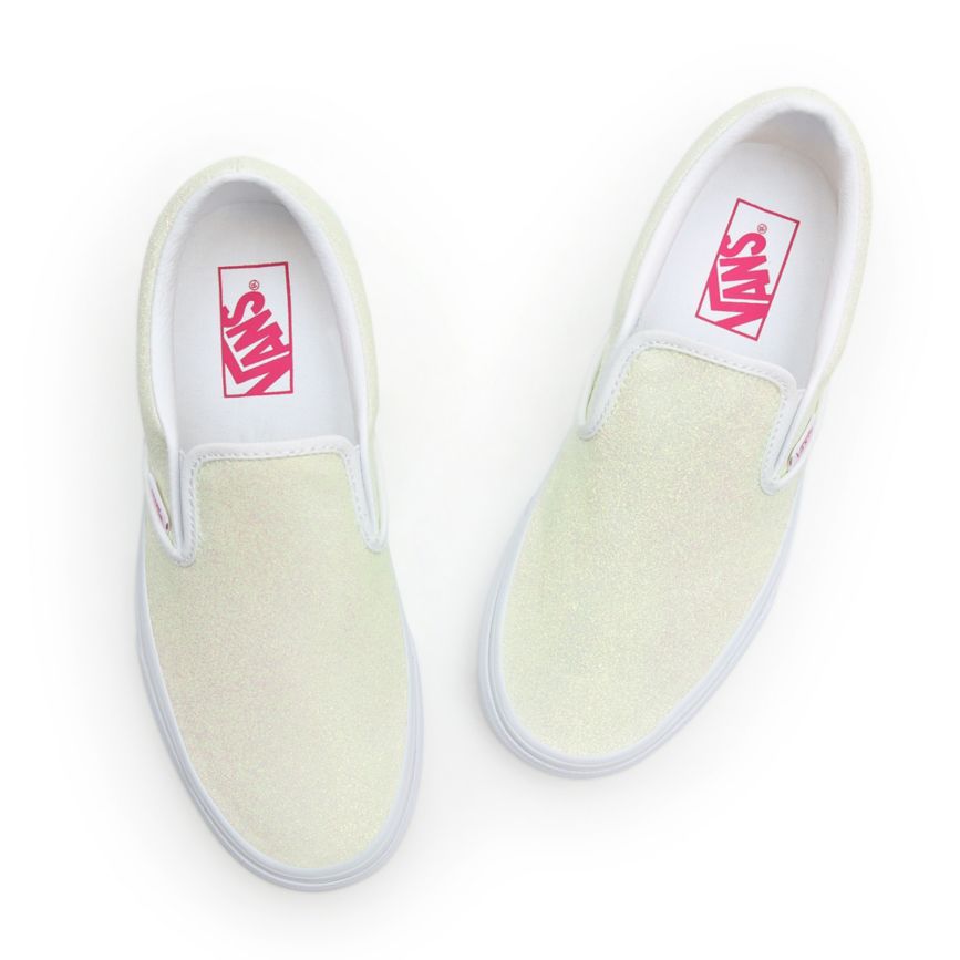 Vans UV Glitter Classic Slip-On Sko Biele | VN398F0PD08