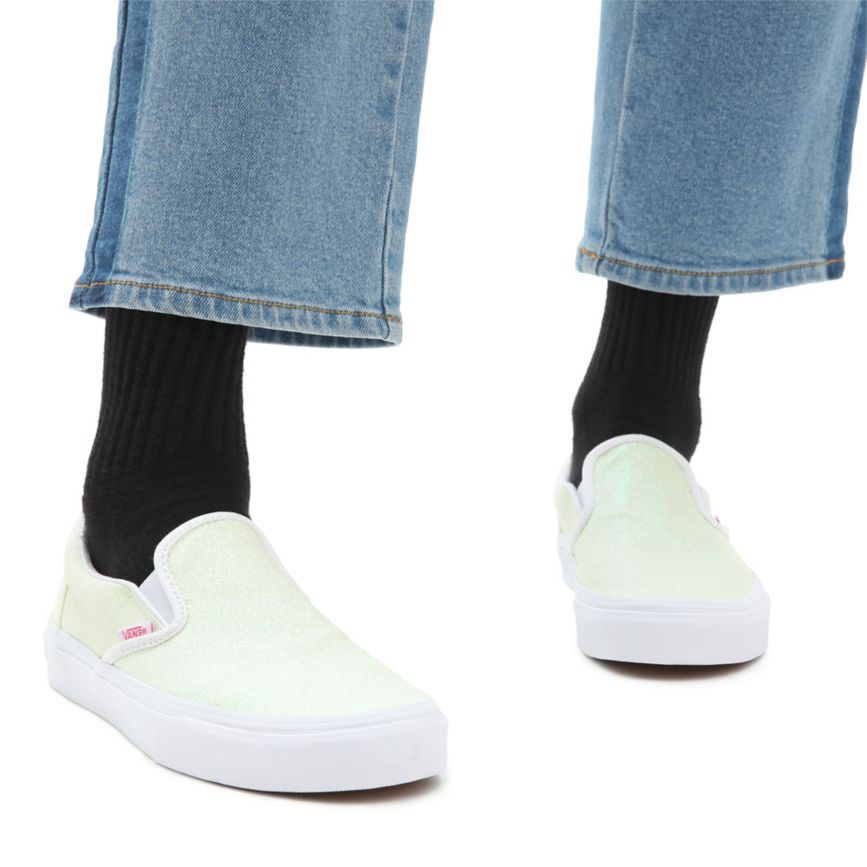 Vans UV Glitter Classic Slip-On Sko Biele | VN398F0PD08
