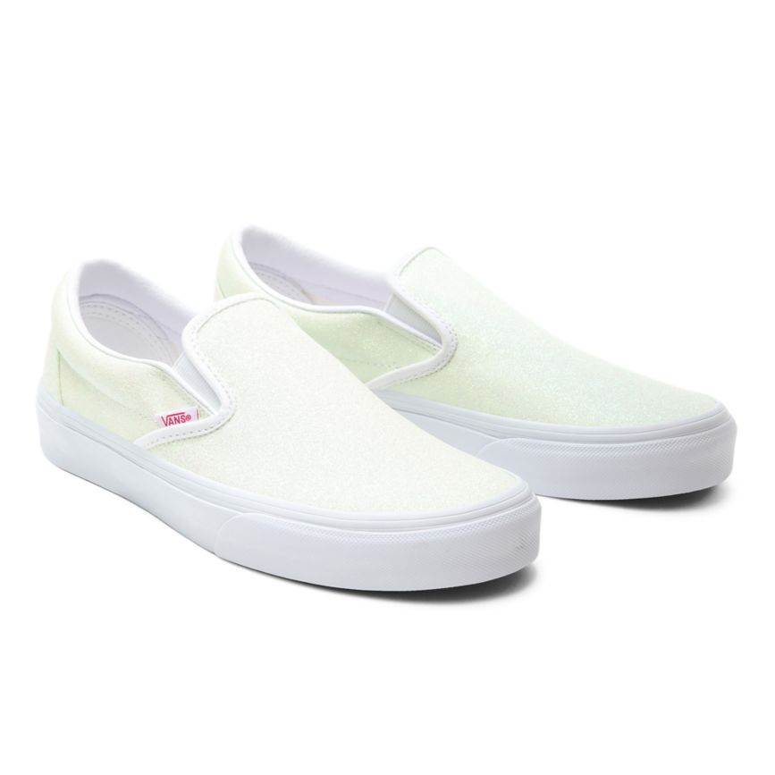 Vans UV Glitter Classic Slip-On Sko Biele | VN398F0PD08