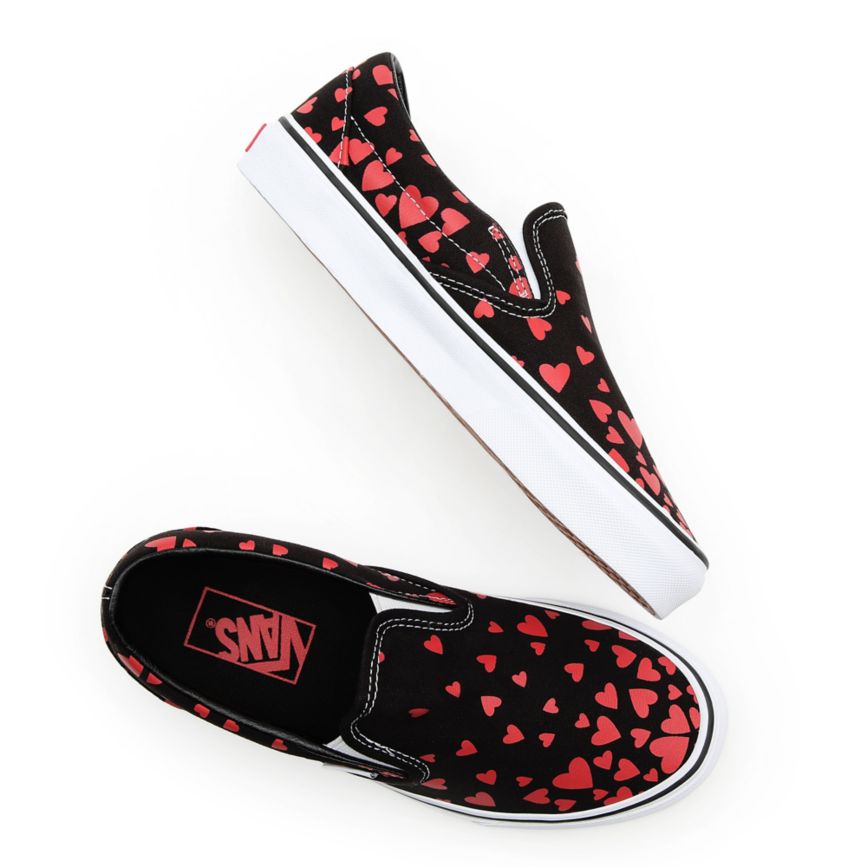 Vans Valentines Hearts Classic Slip-On Sko Čierne | VN194I5QF42
