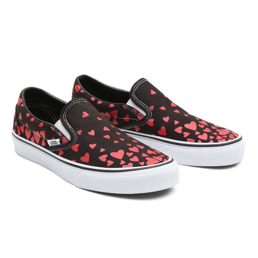 Vans Valentines Hearts Classic Slip-On Sko Čierne | VN194I5QF42